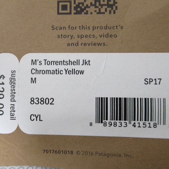 Patagonia Men's Torrentshell Jacket Chromatic Yellow CYL 83802SP17 Size M - Picture 7 of 12